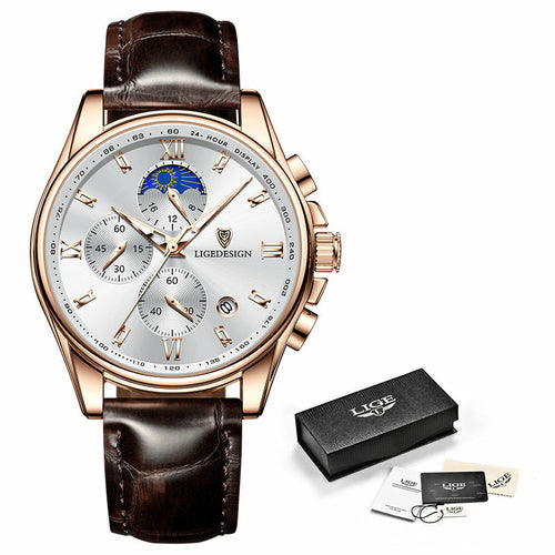 Chronos Premium Moonphase Waterproof Watch