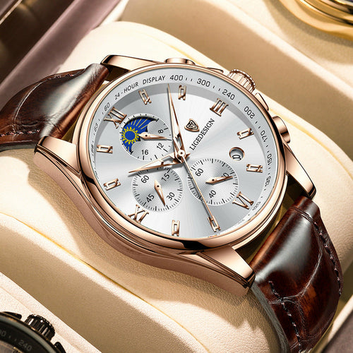 Chronos Premium Moonphase Waterproof Watch